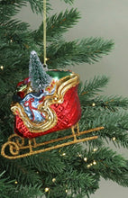 Load image into Gallery viewer, Santa’s Sleigh Glass Hanging Decoration