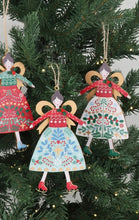 Load image into Gallery viewer, Set of 3 Wooden Hanging Alpine Angels by Gisela Graham