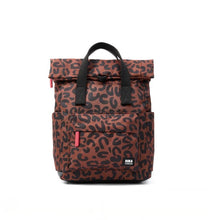 Load image into Gallery viewer, Roka Canfield B Scarlet Leopard Print Recycled Canvas Backpack Small - NEW AW 2025