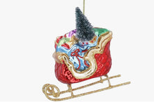 Load image into Gallery viewer, Santa’s Sleigh Glass Hanging Decoration