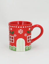 Load image into Gallery viewer, Red Gingerbread House Mug With Lid