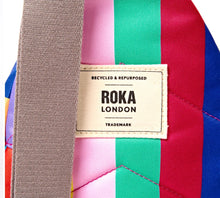 Load image into Gallery viewer, Roka Willesden Recycled Canvas Large Teal Wide Multi Stripe