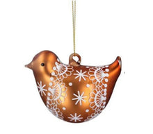 Load image into Gallery viewer, Gisela Graham Iced Lace Gingerbread Glass Bird Bauble