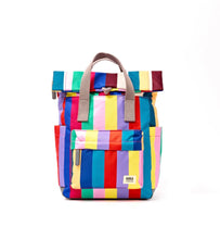 Load image into Gallery viewer, Roka Canfield Sustainable Recycled Small Wide Multi Stripe Backpack