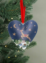 Load image into Gallery viewer, Set of 3 Tin Blue Nostalgia Sleigh Hanging Decorations