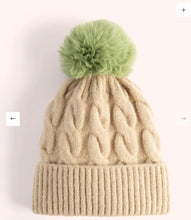 Load image into Gallery viewer, Powder Design Elise Pompom Hat Cream and Sage