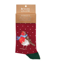 Load image into Gallery viewer, Wrendale Designs Women’s “ Seasons Tweetings” Red Robin Christmas Socks