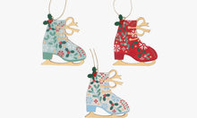 Load image into Gallery viewer, Set of 3 Wooden Alpine Skate Decorations by Gisela Graham