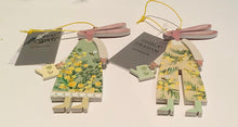 Load image into Gallery viewer, Gisela Graham Set of 2 Wooden Hanging Mimosa Hares Spring/ Easter