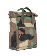 Load image into Gallery viewer, Roka Canfield Roll Top Backpack in Vintage Camo Recycled Canvas Small