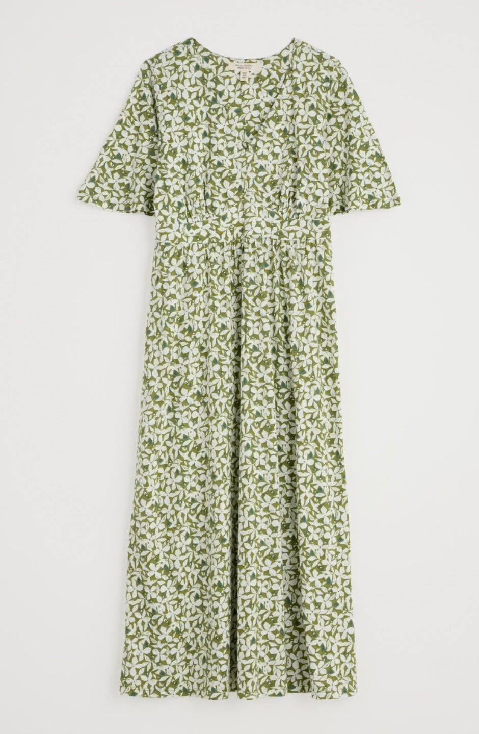 Seasalt Chateaux Half Sleeve Maxi Dress Headland Collage Dark Citron