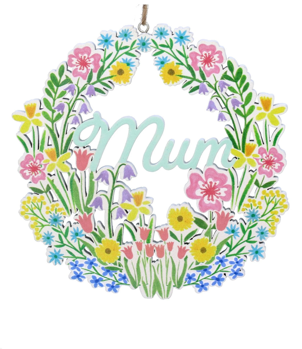 Gisela Graham Wooden Pastel Meadow Hanging Mum Sign Mothers Day.