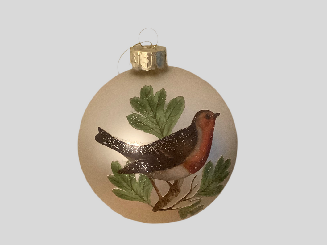 Gisela Graham Matt Gold Robin Glass Bauble 8 cm
