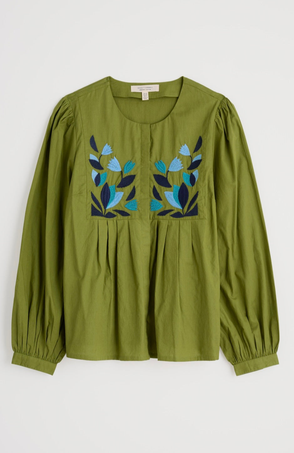 Seasalt Thorn Apple Embroidered Organic Cotton Shirt Citron