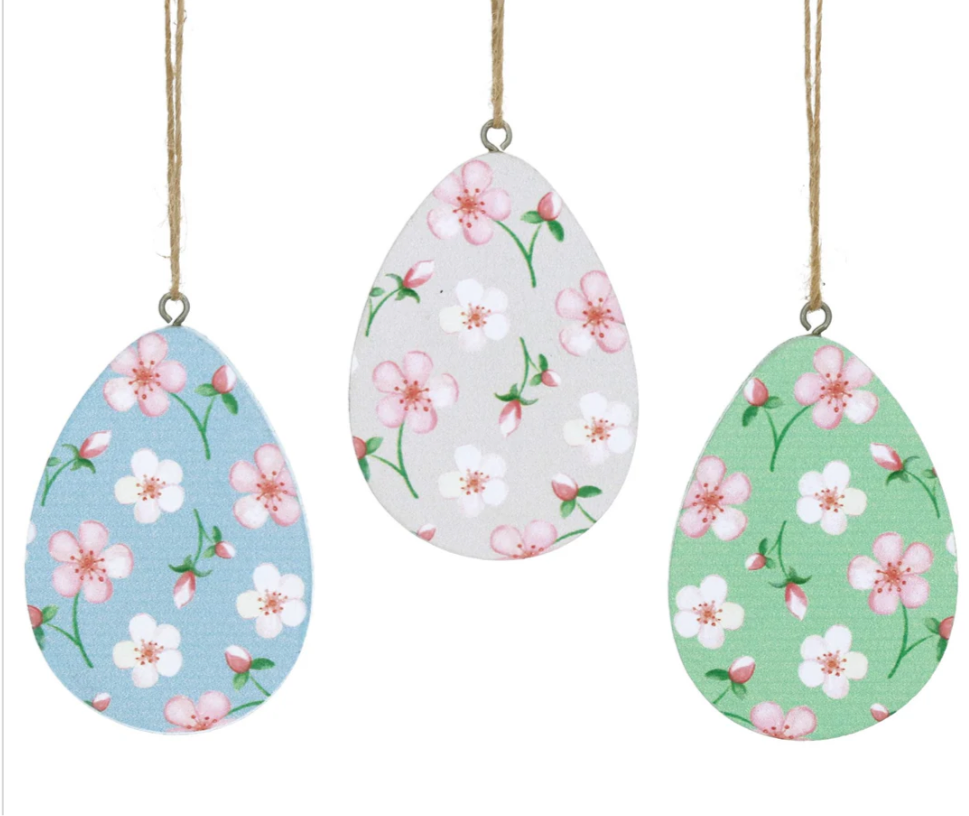 Gisela Graham Wooden Hanging Cherry Blossom Egg