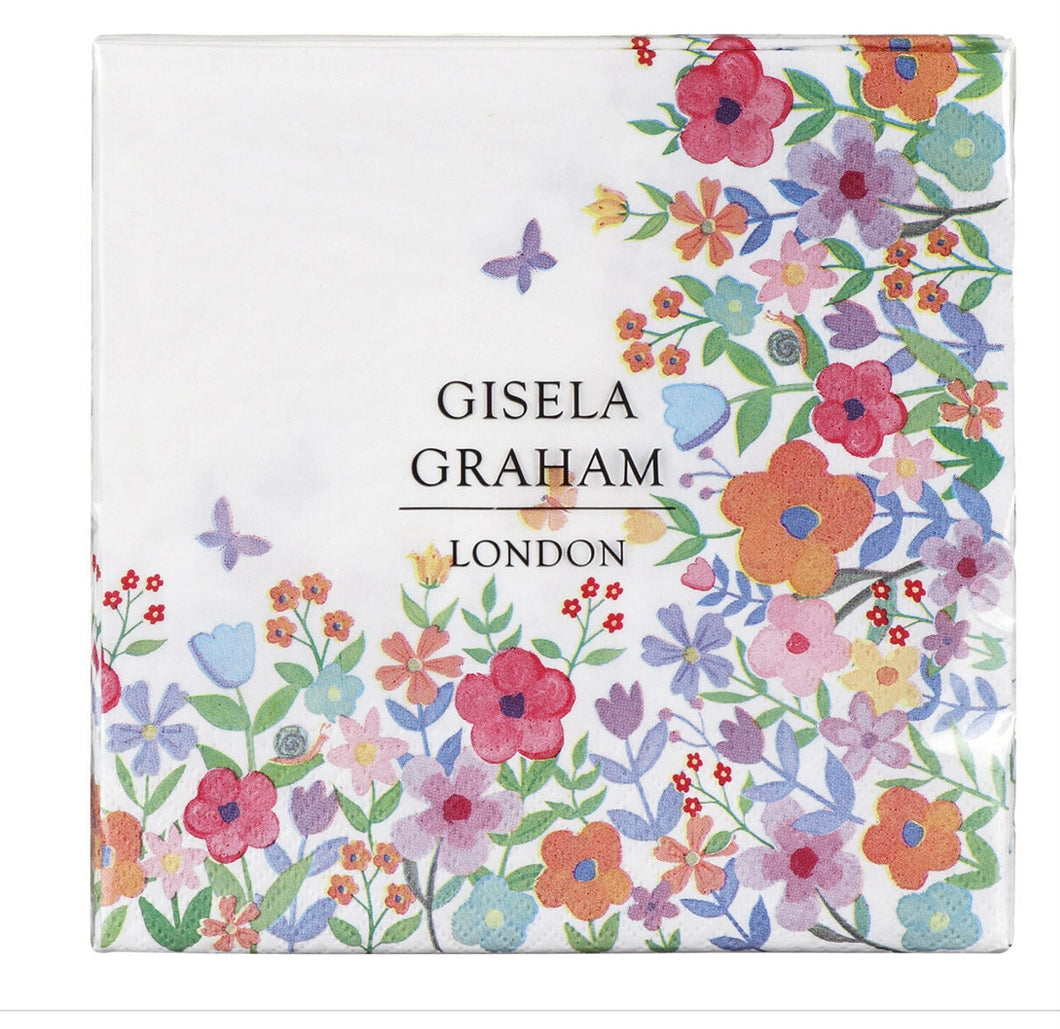 Gisela Graham Pack of 20 Pastel Flower Paper Napkins