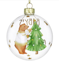 Load image into Gallery viewer, Gisela Graham Baby’s First Christmas Clear Glass Bauble 8 cm
