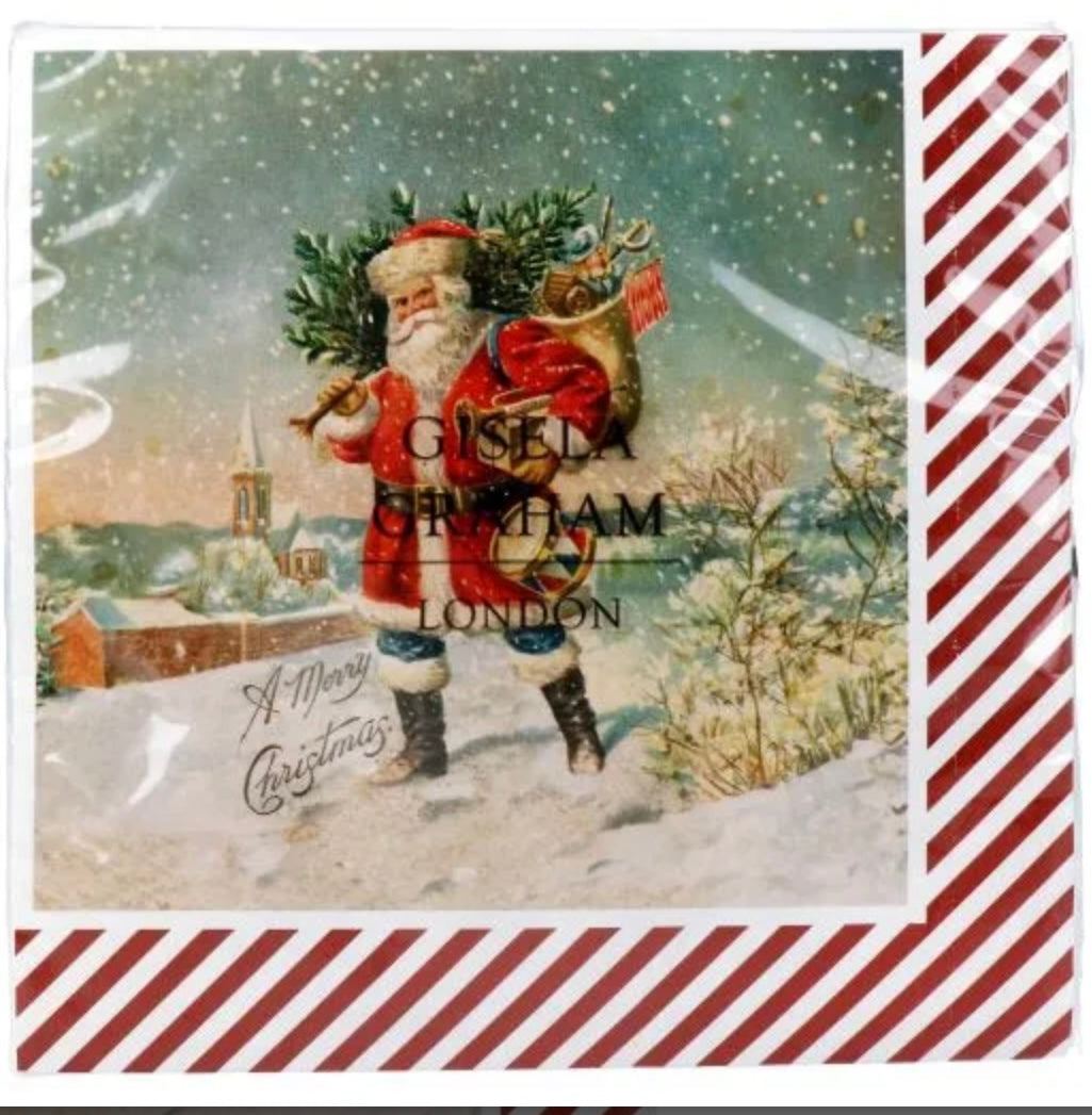 Gisela Graham Pack of 20 Nostalgia Santa Paper Napkins
