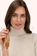 Load image into Gallery viewer, Powder Design Beaded Key Ring - Golden Owl
