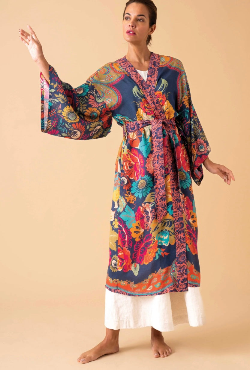 Powder Design Vintage Floral Ink Kimono Gown