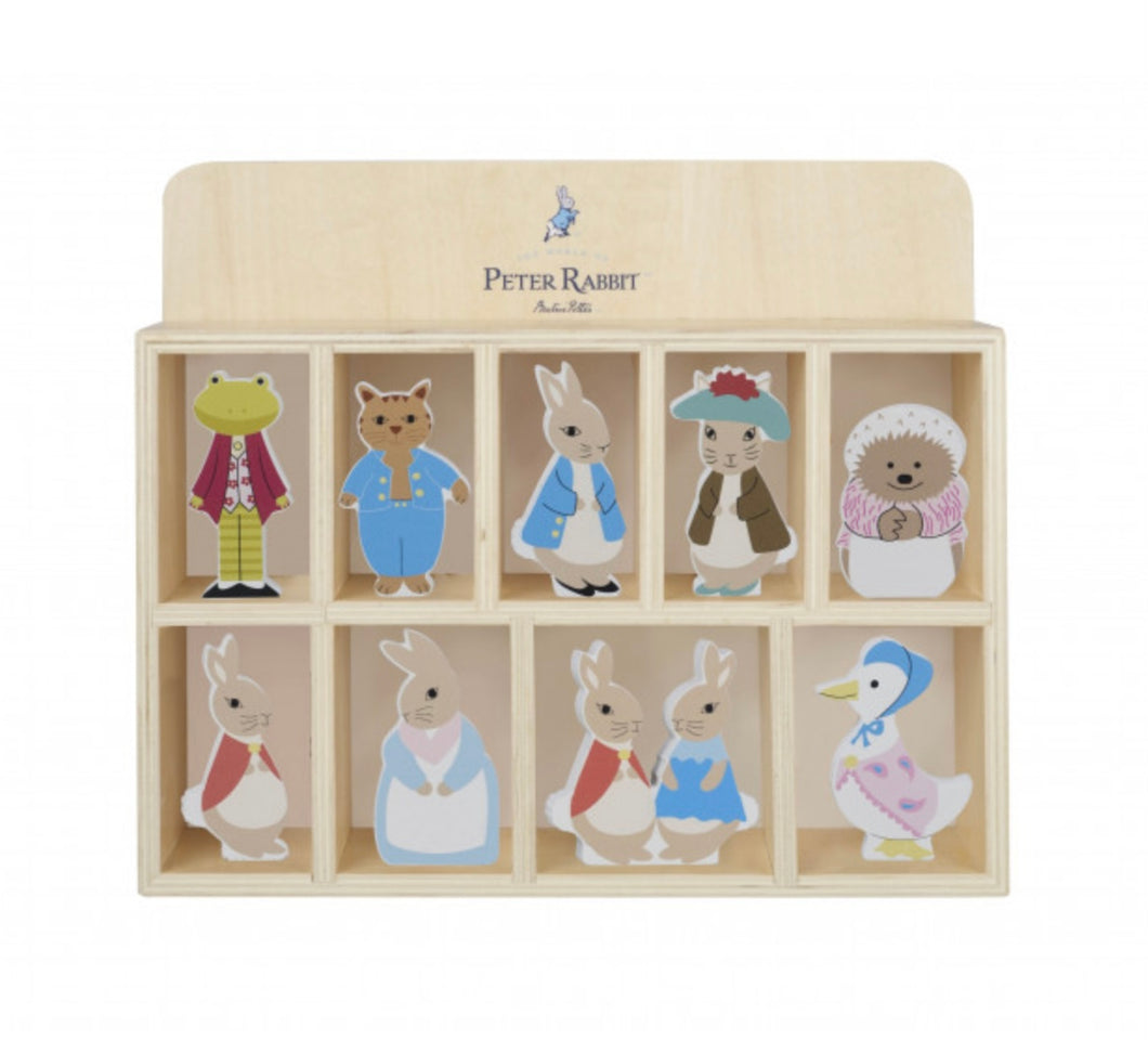 Peter Rabbit Wooden Characters and Display Shelf