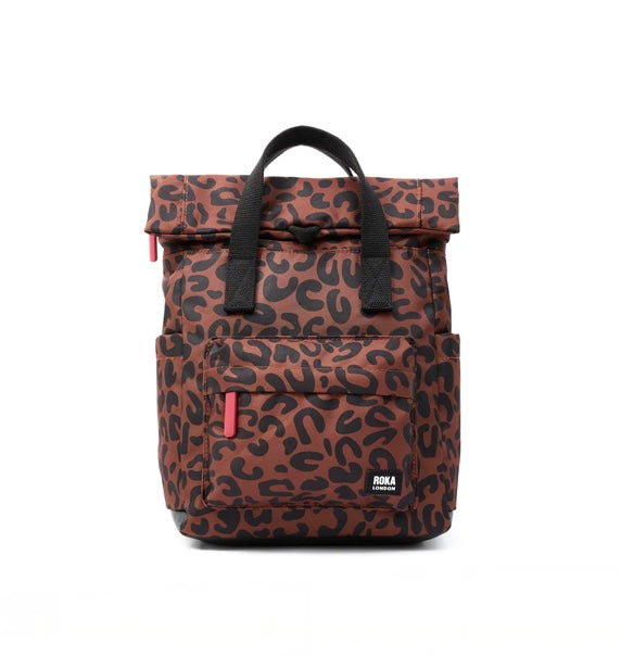 Roka Canfield B Scarlet Leopard Print Recycled Canvas Backpack Medium - NEW AW 2025