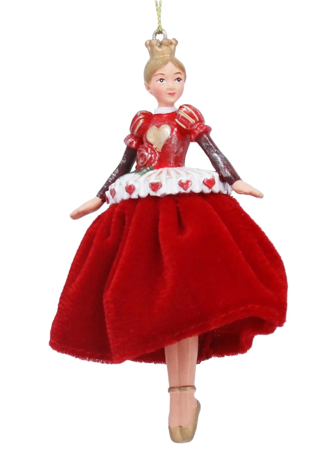 Gisela Graham Queen of Hearts Resin and Velvet Christmas Decoration