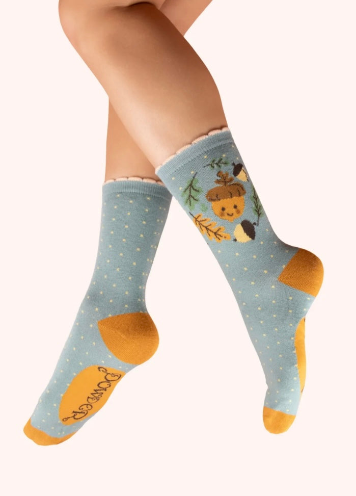 Powder Design Happy Acorn Bamboo Ankle Socks Ice