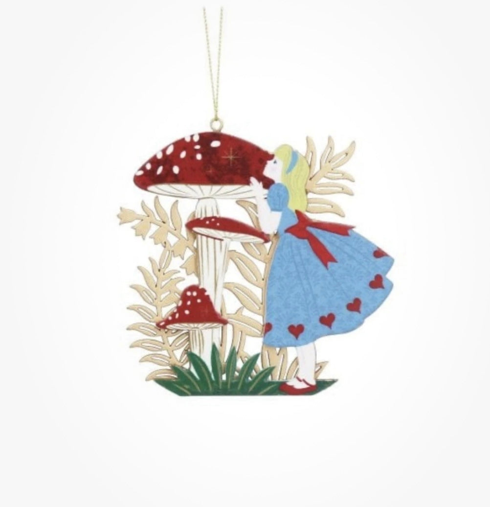 Gisela Graham Alice In Wonderland Wooden Cut Out Fretwork Decoration - NEW