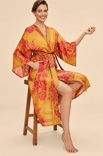 Load image into Gallery viewer, Powder Design Tapestry Mustard Kimono Gown
