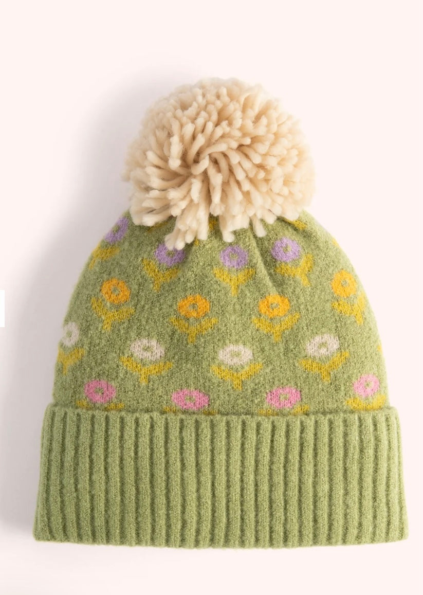 Powder Design Willow Ditsy Flower Design Pompom Hat Sage