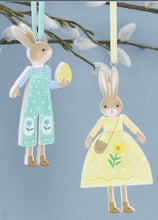 Load image into Gallery viewer, Gisela Graham Mr and Mrs Bunny Set 2 Green and Yellow
