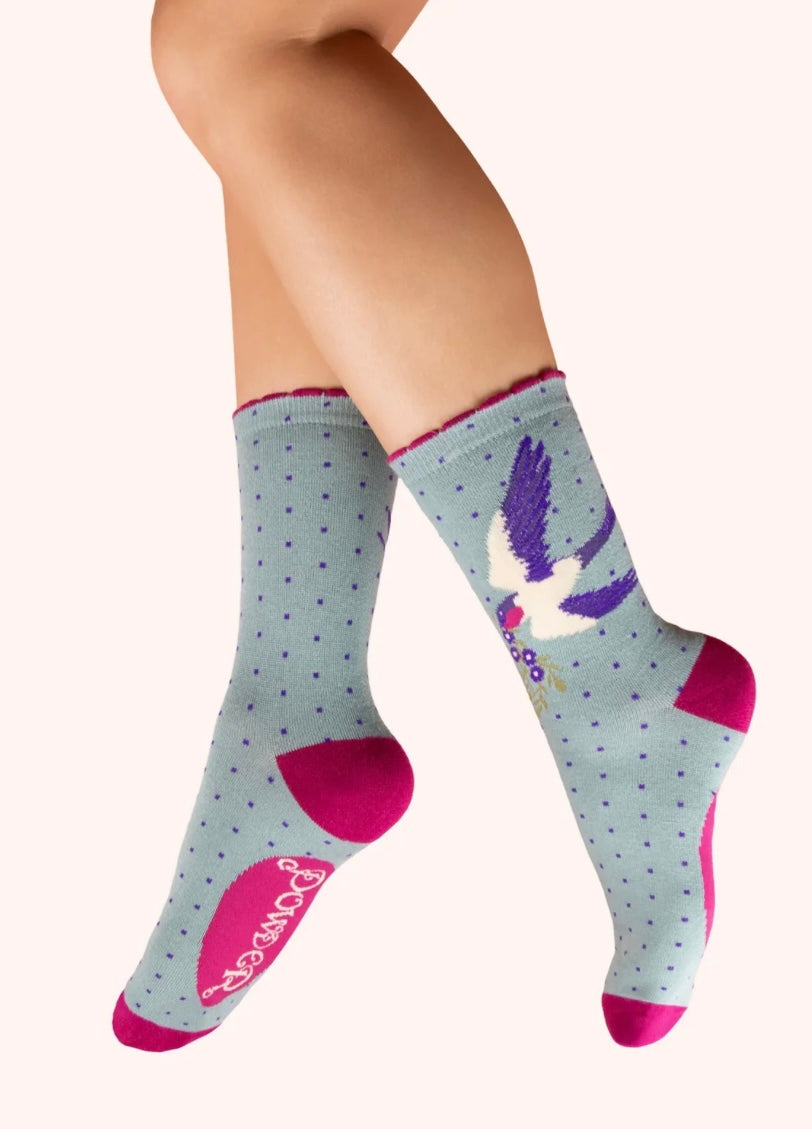 Powder Design Swooping Swallow Bamboo Ankle Socks Ice