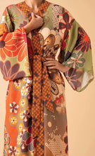Load image into Gallery viewer, Powder Design 70’s kaleidoscope Floral Sage Kimono Gown

