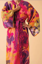 Load image into Gallery viewer, Powder Design Oversized Blooms Mustard Kimono Gown

