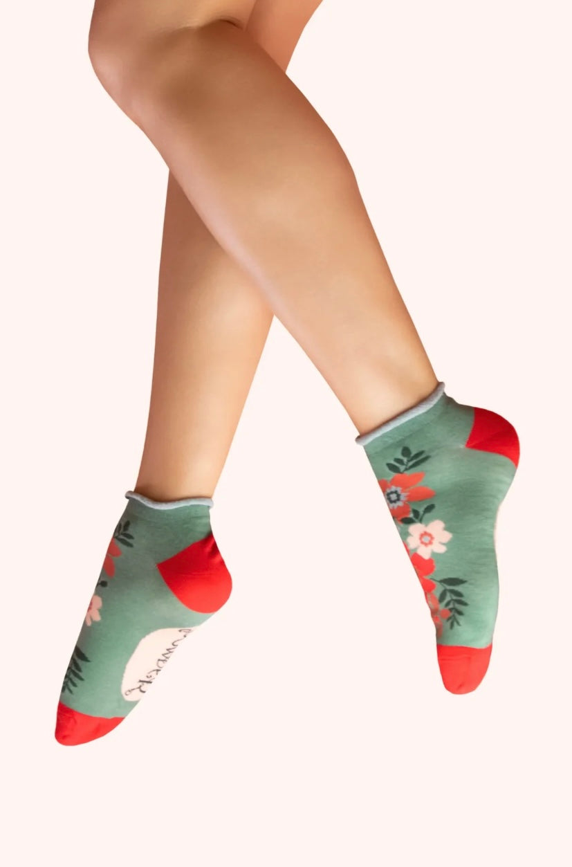 Powder Design Trainer Socks Floral Spray Trainer Socks - Olive