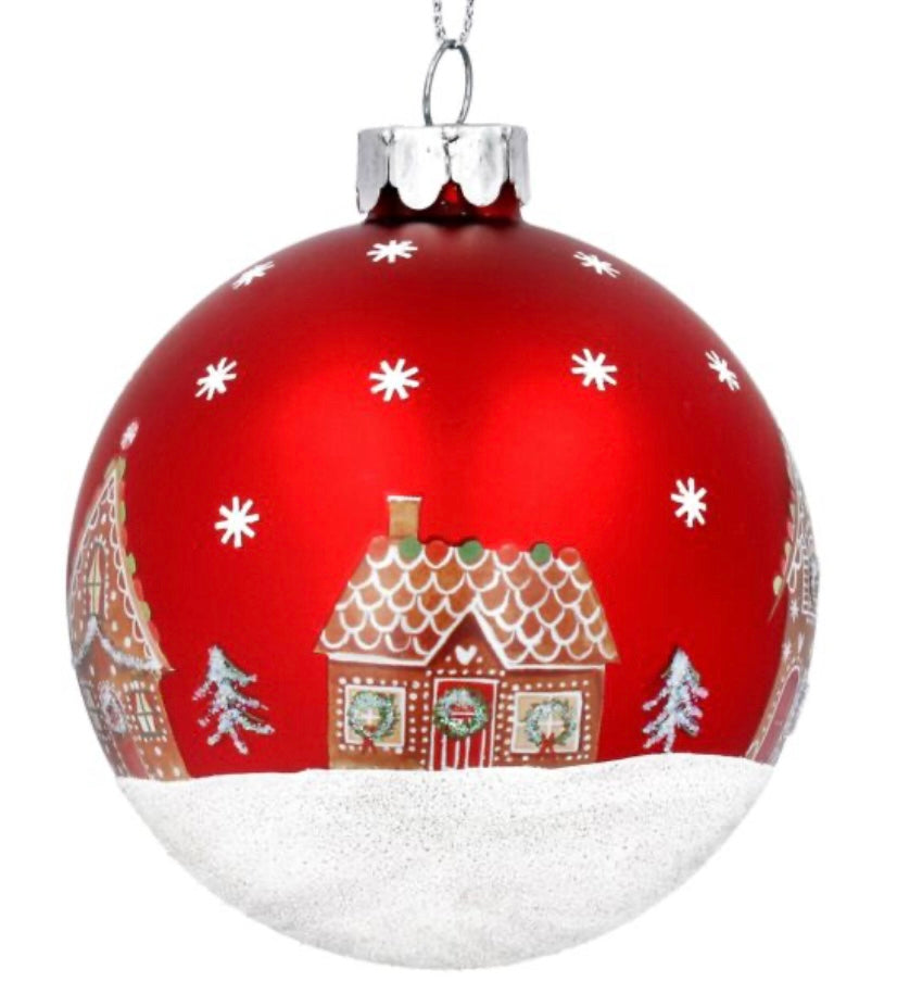 Gisela Graham Red Gingerbread House Glass Bauble