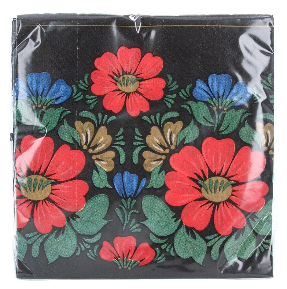 Gisela Graham Pack of 20 Folk Flowers Paper Napkins
