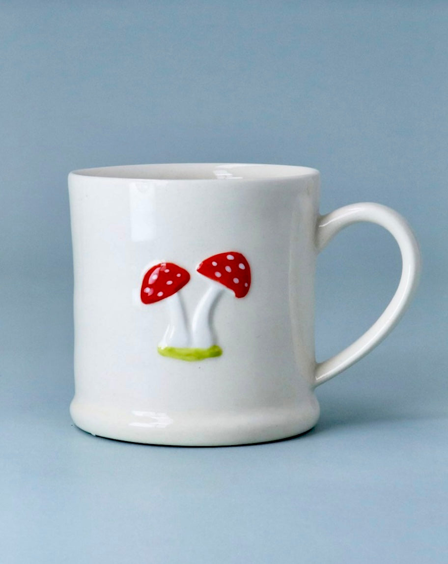 Gisela Graham Cream Stoneware Mini Mug in Toadstools Design