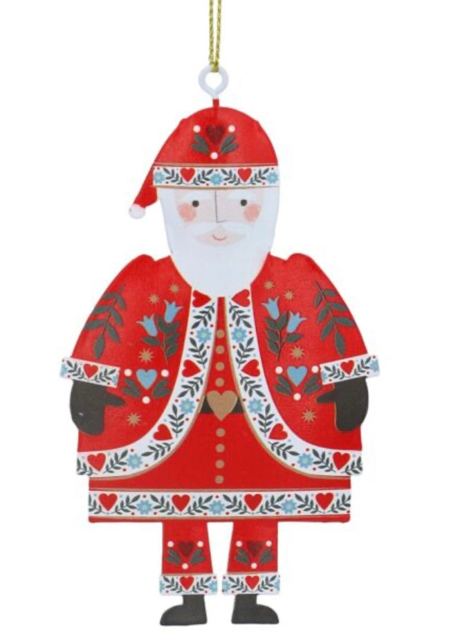 Gisela Graham Alpine Tin Santa Christmas Decoration