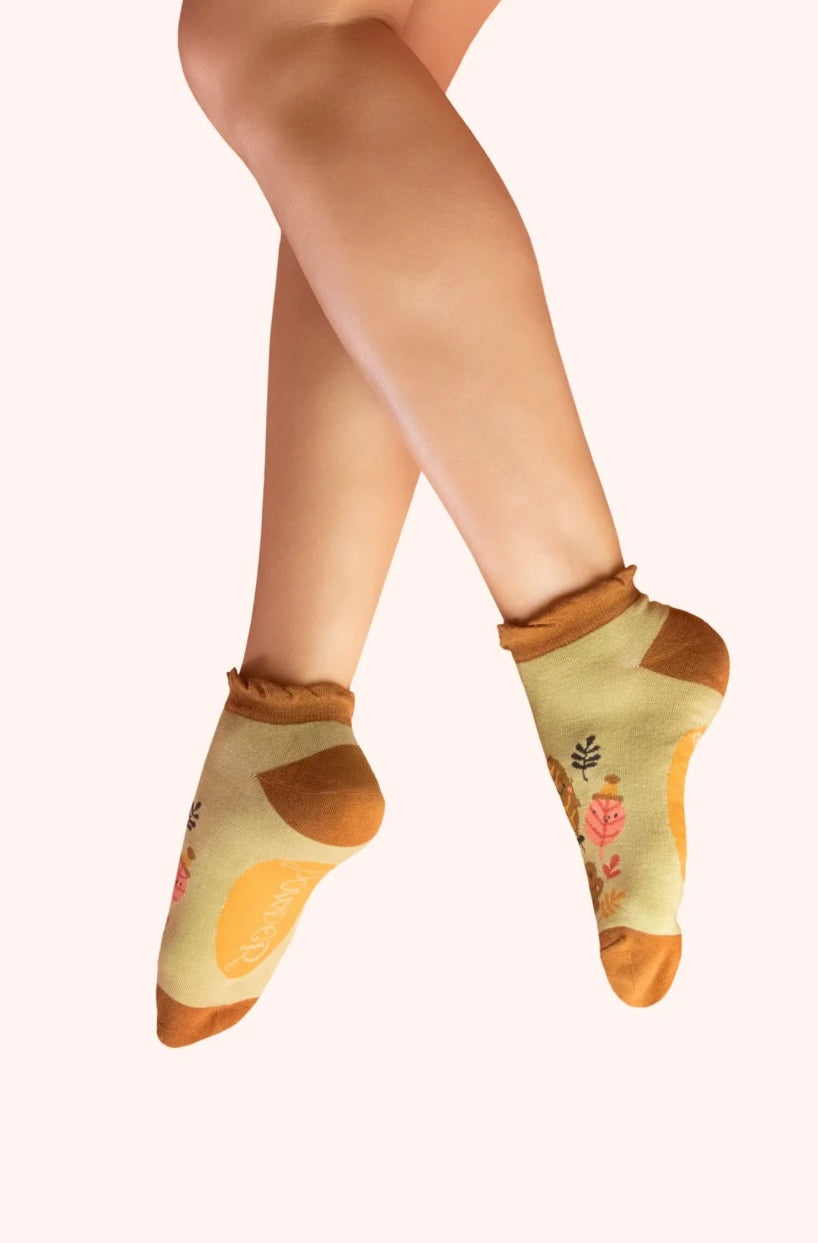 Powder Design Trainer Socks Happy Leaves - Sage