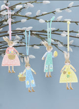 Load image into Gallery viewer, Gisela Graham Mr and Mrs Bunny Set 2 Green and Yellow
