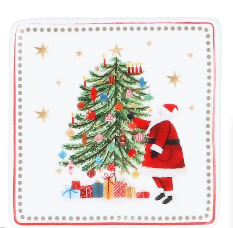 Gisela Graham Christmas Nostalgia Santa Porcelain Coaster