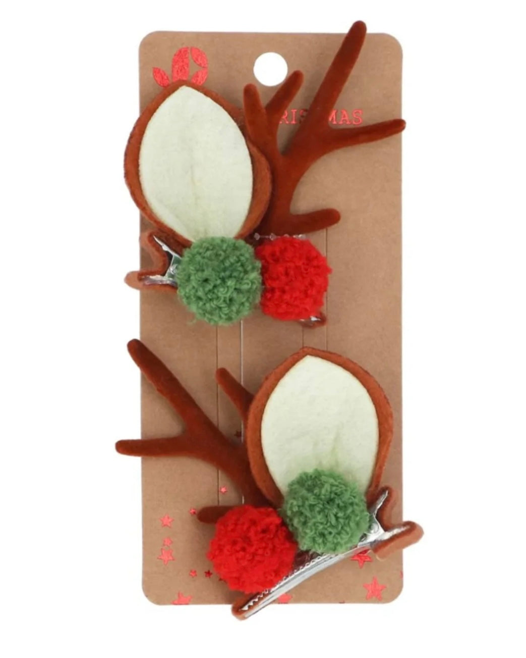 Gisela Graham Antler and Pom Pom Hair Clips