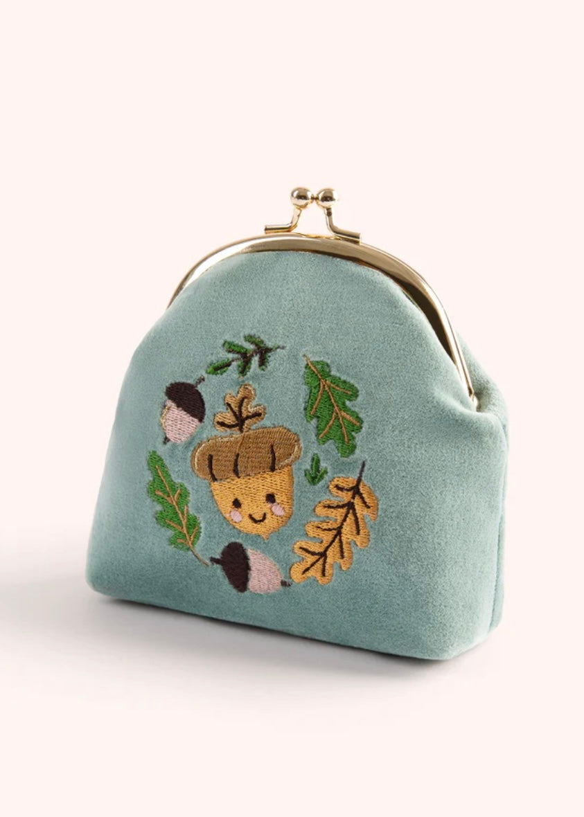 Powder Design Happy Acorns Velvet Coin Clasp Purse - Ice