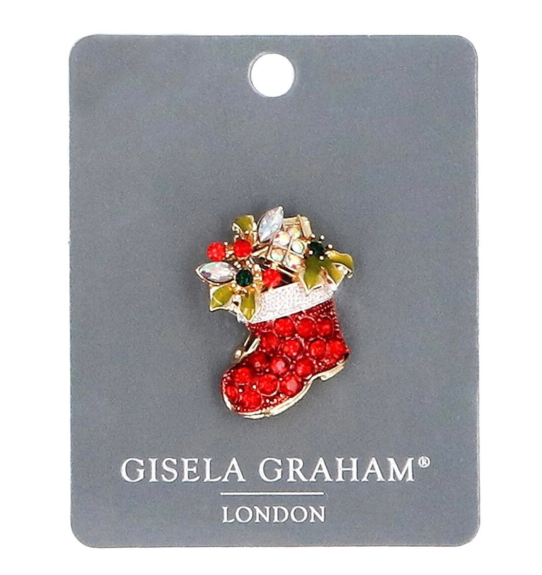 Gisela Graham Christmas Brooch - Santas Boot
