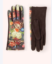 Load image into Gallery viewer, Powder Design Faux Suede Floral Gloves in Chocolate
