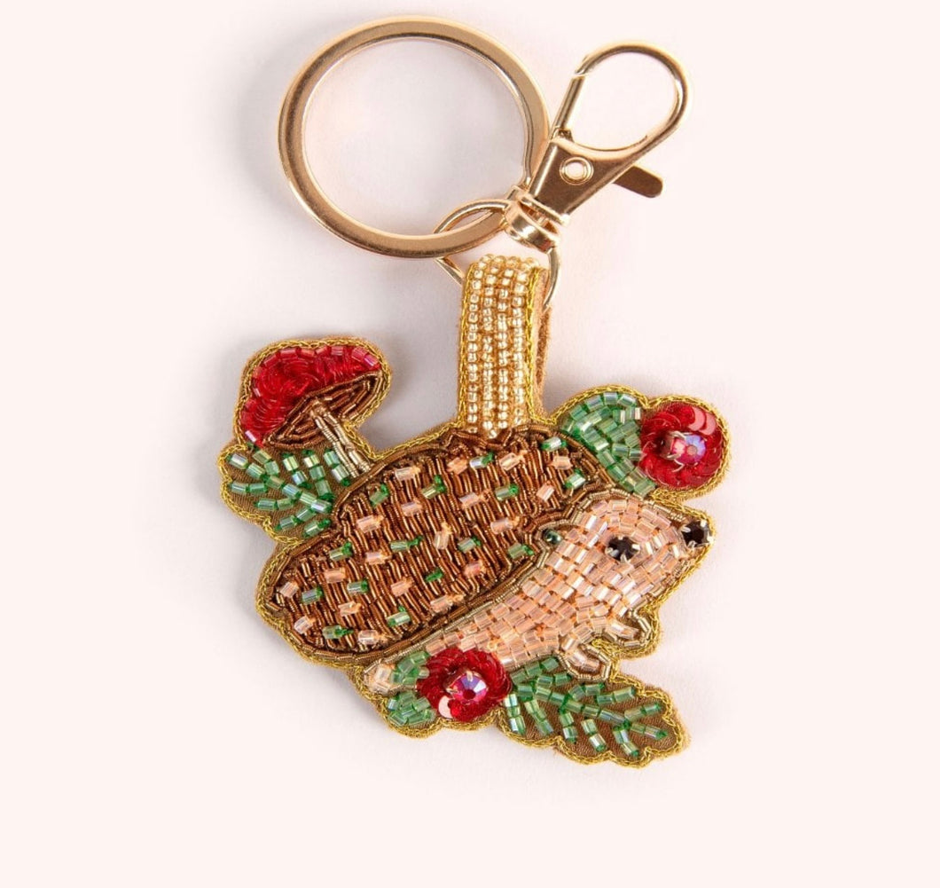 Powder Design Beaded Key Ring - Hedgehog