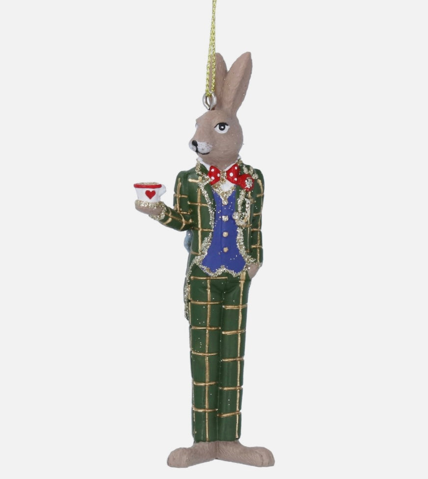 Gisela Graham Mad March Hare Resin Christmas Decoration