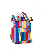 Load image into Gallery viewer, Roka Canfield Sustainable Recycled Small Wide Multi Stripe Backpack
